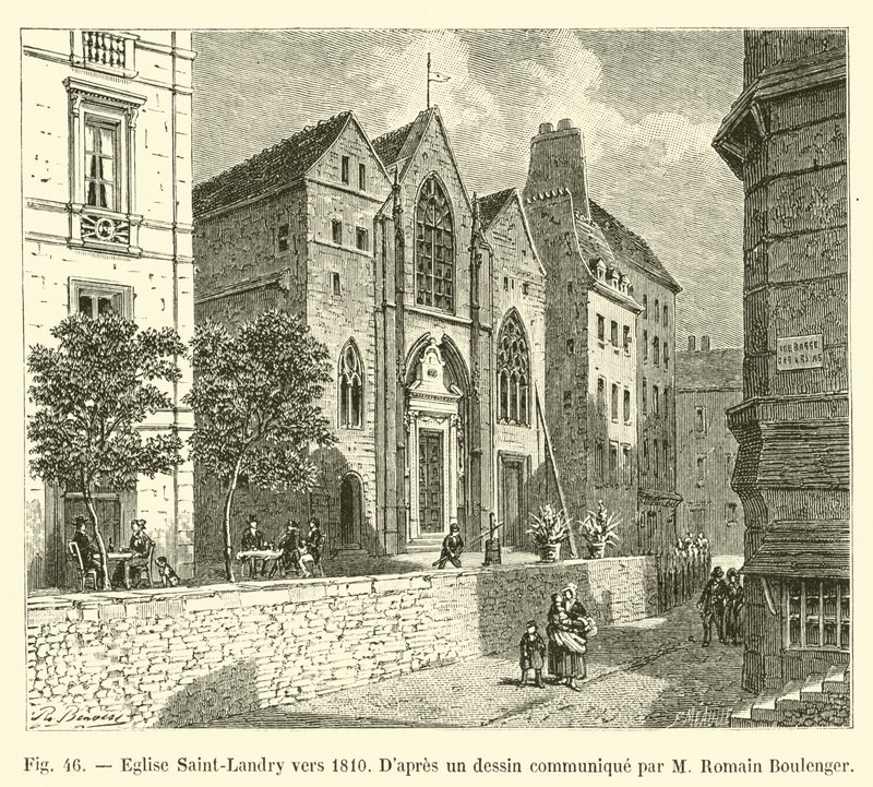 Saint-Landry Kirke omkring 1810, Ifølge en tegning meddelt af M Romain Boulenger af French School