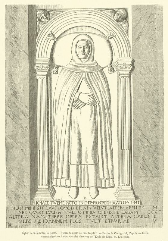 La Minerva kirke, Rom, gravsten fra Fra Angelico (gravering) af French School
