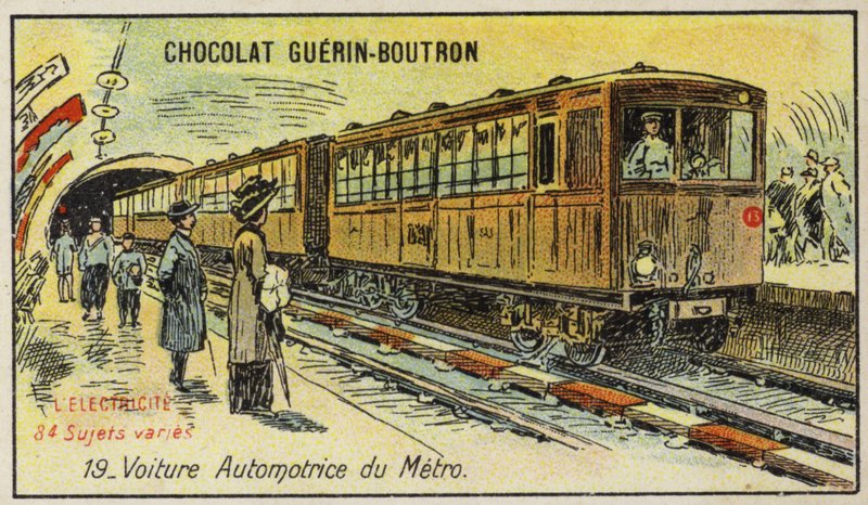 Elektrisk metrotog (chromolitho) af French School