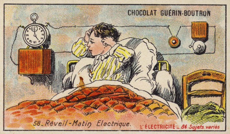 Elektrisk vækkeur (chromolitho) af French School