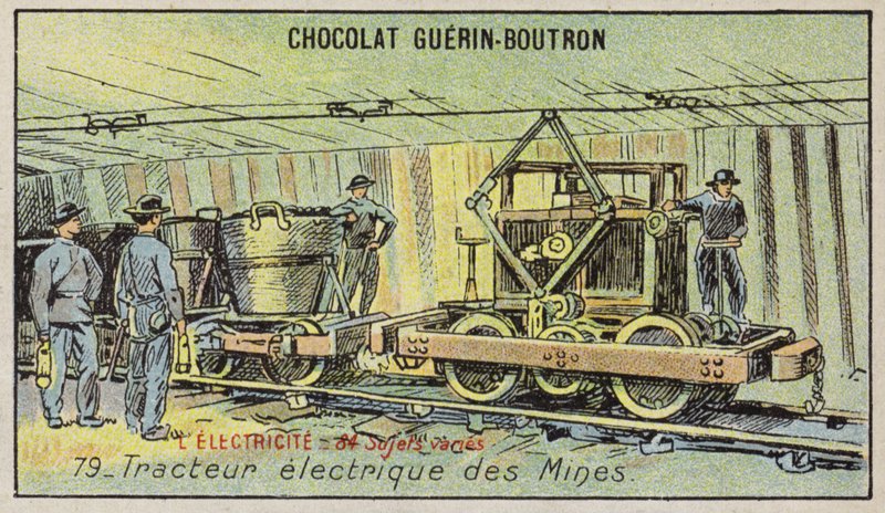 Elektrisk minetraktor (chromolitho) af French School