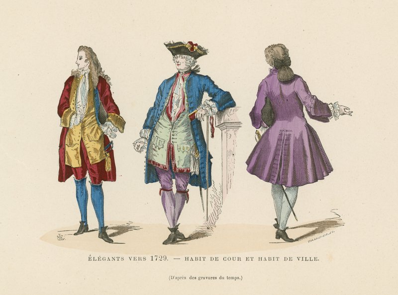 Elegant French mens fashions, c1729  af French School
