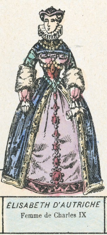 Elisabeth af Østrig, kone til Charles IX (farvet stik) af French School