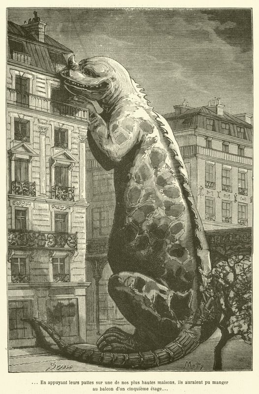 ... Når de læner poterne på et af vores højeste huse, kunne de have spist på balkonen på en femte etage (gravering) af French School