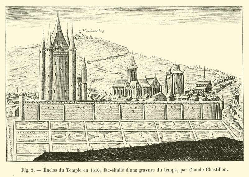 Tempelindhegning i 1610; faksimile af en gravering fra tiden af ​​Claude Chastillon af French School