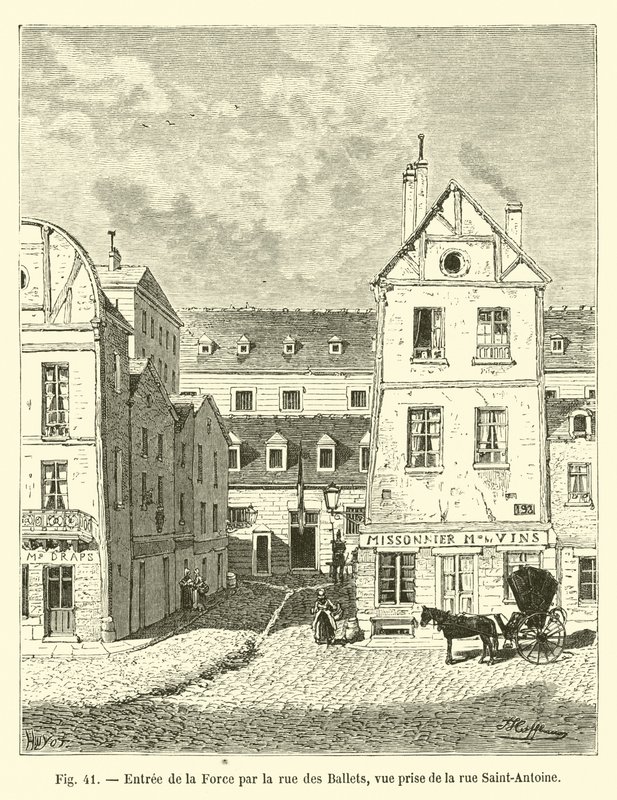 Indgang til La Force via rue des Ballets, udsigt taget fra rue Saint-Antoine af French School