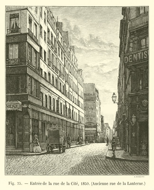 Indgang til rue de la Cite, 1850, Tidligere rue de la Lanterne af French School