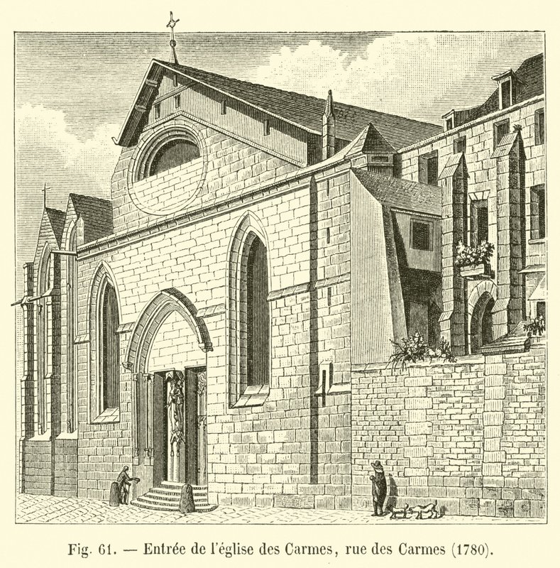 Indgang til karmelitkirken, rue des Carmes, 1780 af French School
