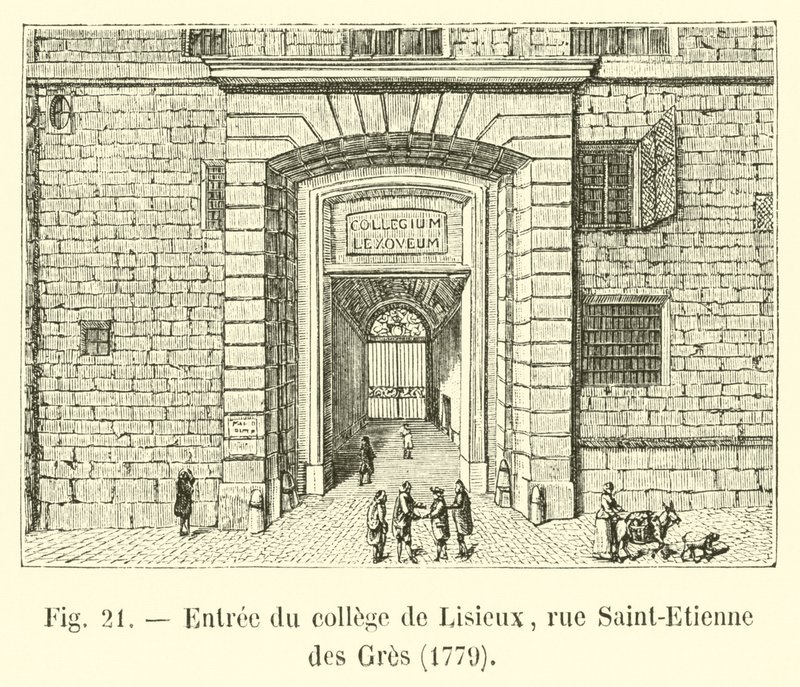 Indgang til kollegiet i Lisieux, rue Saint-Etienne des Gres, 1779 af French School