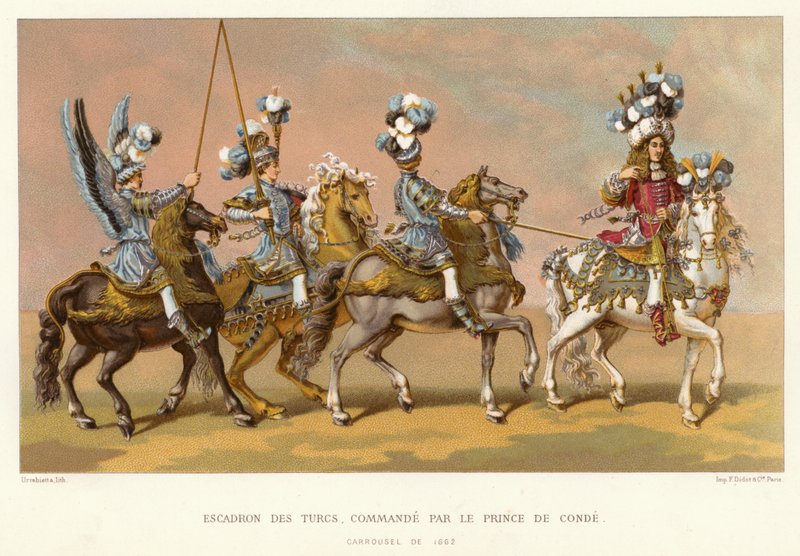 Eskadrille af tyrkere under kommando af prinsen af Conde (chromolitho) af French School