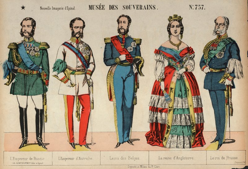 Europæiske royalty (farvet gravering) af French School