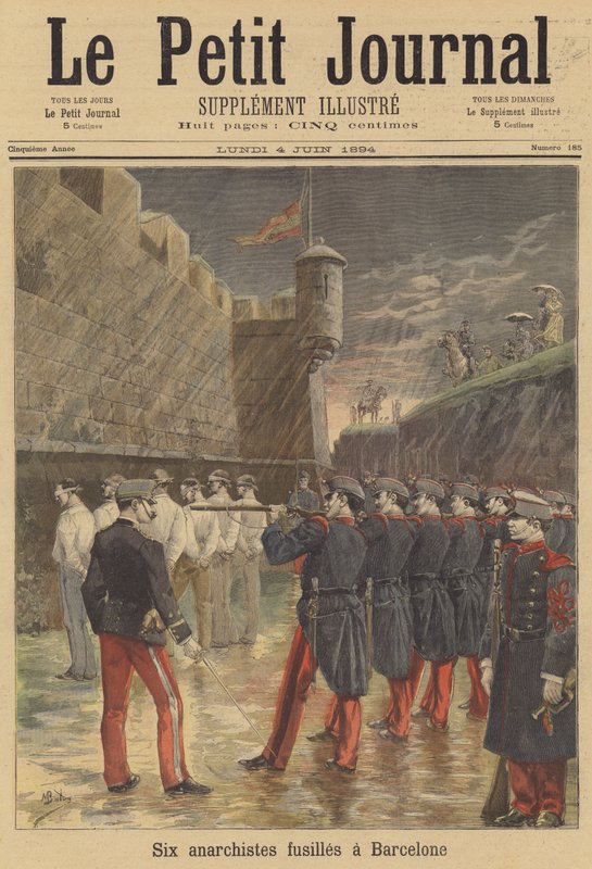 Henrettelse ved fyring af seks anarkister i Barcelona af French School