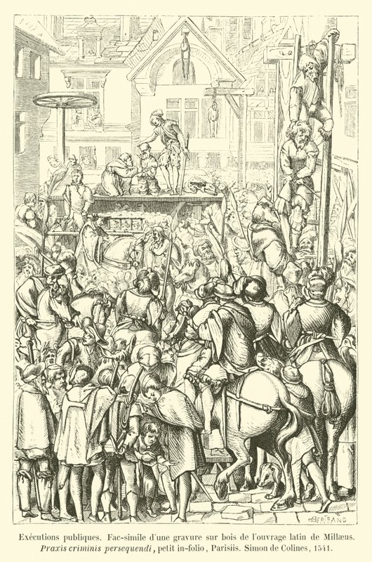 Udgivelser af henrettelser, Fac-simile klitdybtryk sur bois de louvrage latin de Millaeus, Praxis criminis persequendi, petit in-folio, Parisiis, Simon de Colines, 1541 af French School