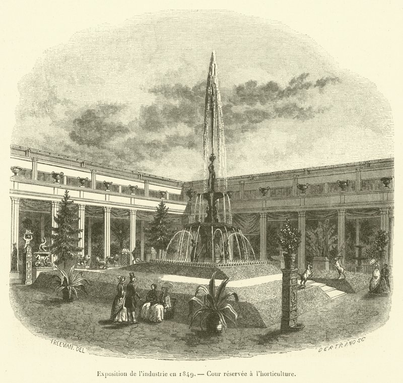 Udstilling af industri i 1849, gårdhave forbeholdt havebrug (gravering) af French School