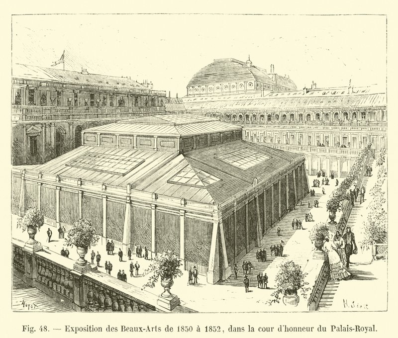 Udstilling af billedkunst fra 1850 til 1852 i gården til Palais-Royal af French School