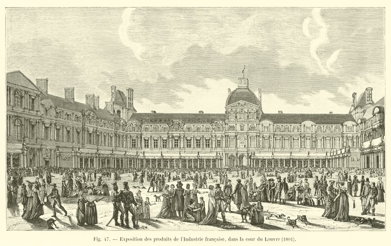 Udstilling af produkter fra fransk industri, i Louvres gårdhave, 1801 af French School