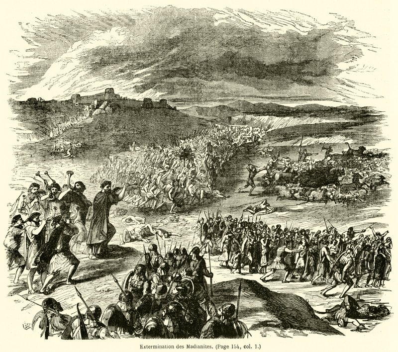 Extermination des Madianites (gravering) af French School