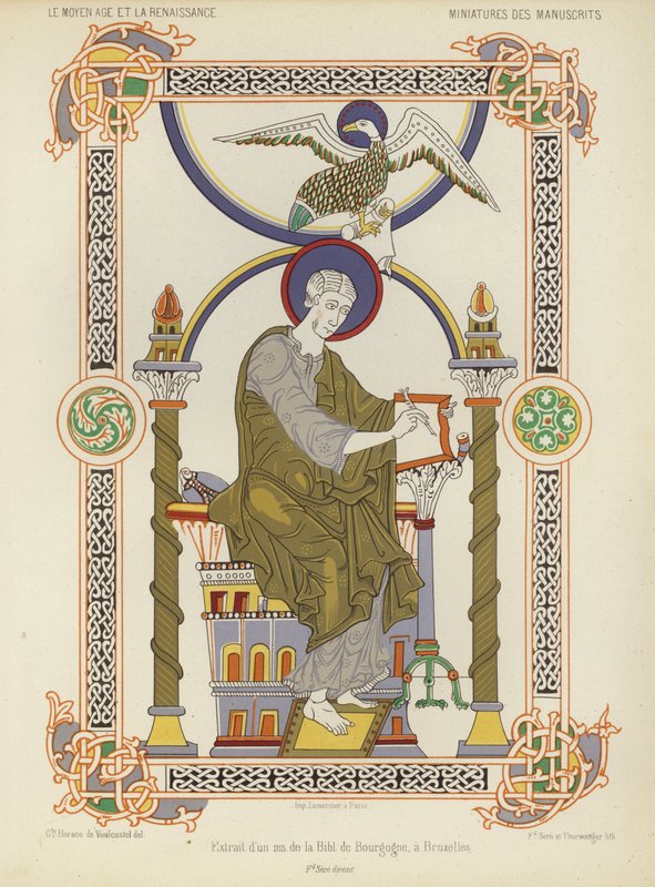 Uddrag fra et manuskript fra Royal Library of Belgium, Bruxelles (chromolitho) af French School