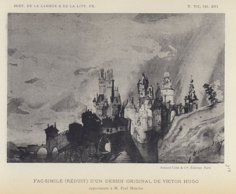 Faksimile (reduceret) af en original tegning af Victor Hugo (litho) af French School