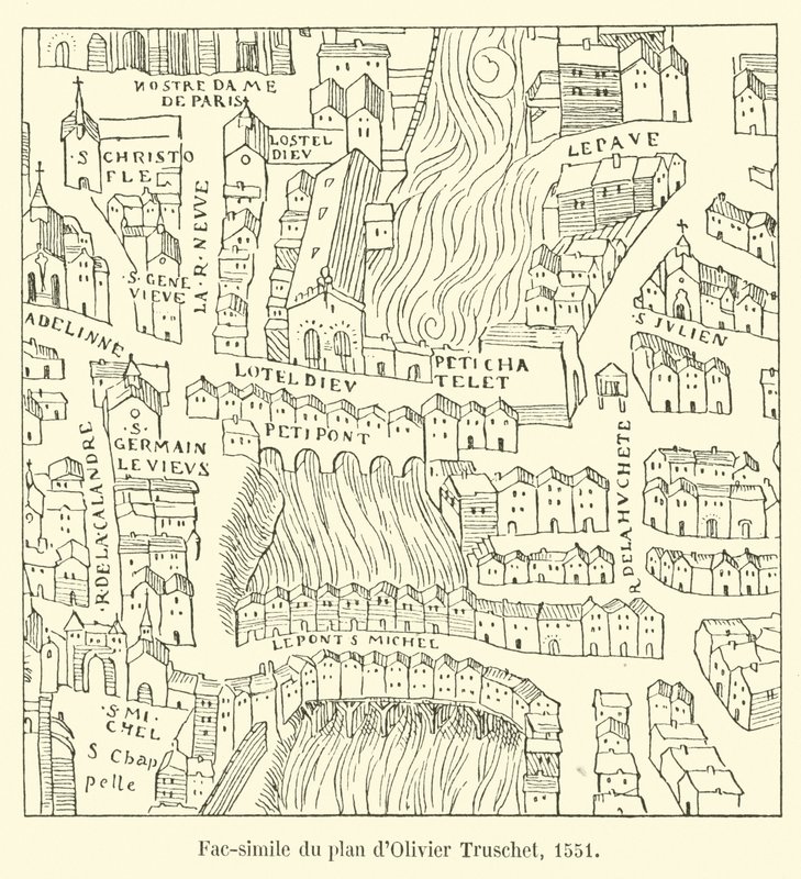 Faksimile af Olivier Truschets plan, 1551 af French School