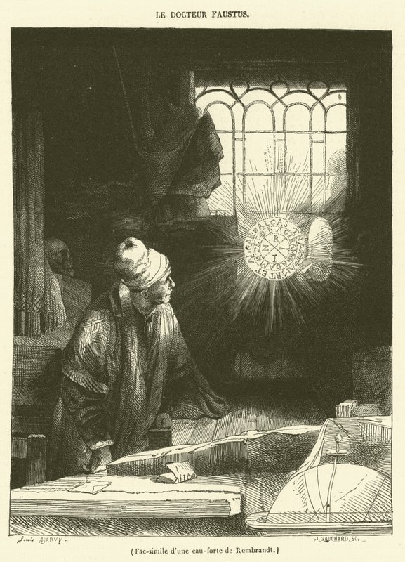 Faksimile af et kobberstik af Rembrandt af French School