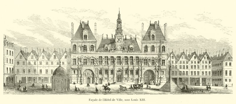 Facade af Hôtel de Ville, under Ludvig XIII af French School