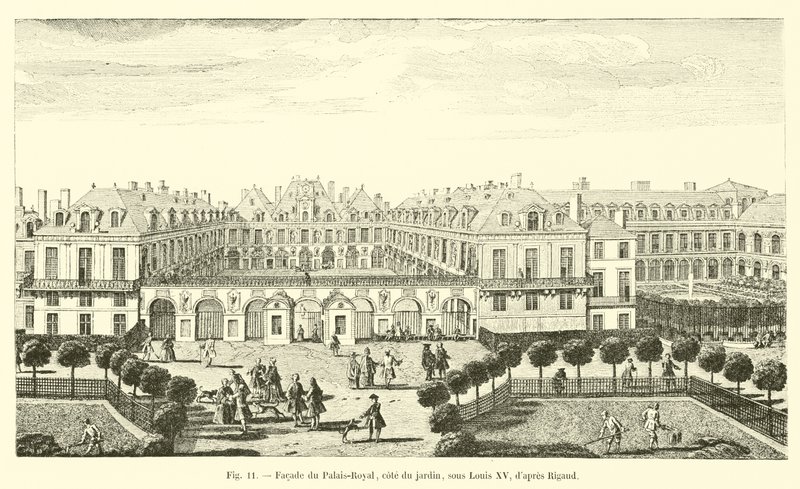 Facade af Palais-Royal, side af haven, under Louis XV, efter Rigaud af French School