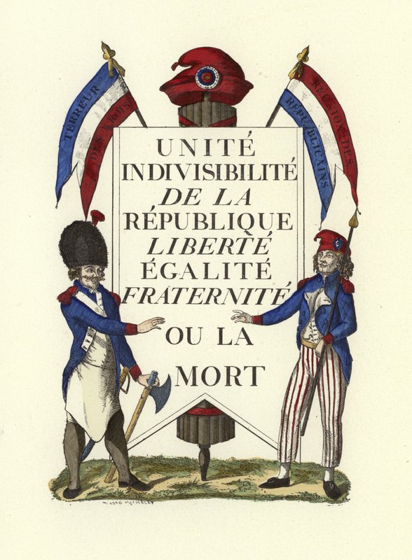 Faksimile af et republikansk plakat, den franske revolution af French School