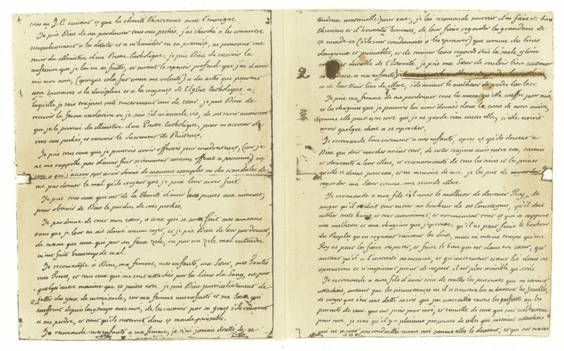 Faksimile af Louis XVI af Frankrigs testamente af French School