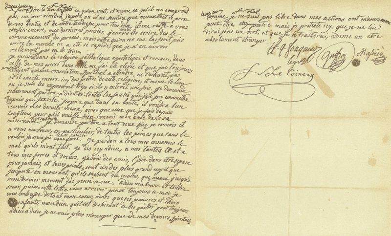 Faksimile af Marie Antoinettes testamente af French School