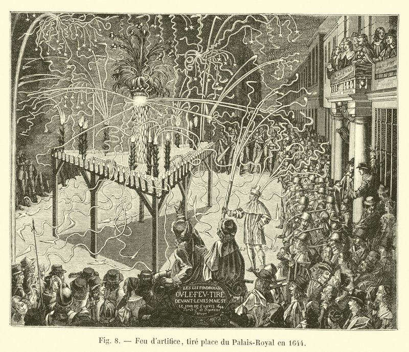 Fyrværkeri, finder sted i Palais-Royal i 1644 af French School