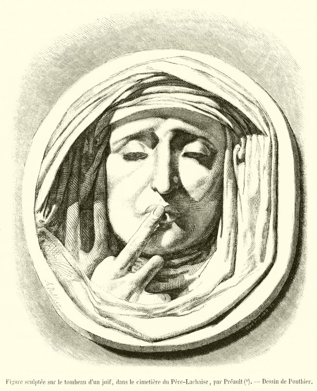 Figur udskåret på en jødes grav på Pere-Lachaise-kirkegården (gravering) af French School