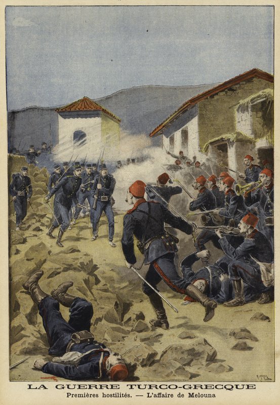 De første fjendtligheder i den græsk-tyrkiske krig, 1897 af French School