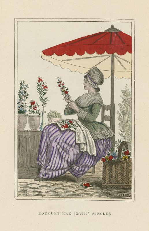 Flower seller, 18th Century  af French School