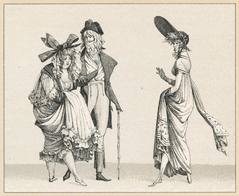 Frankrig XVIII. århundrede kostume af French School