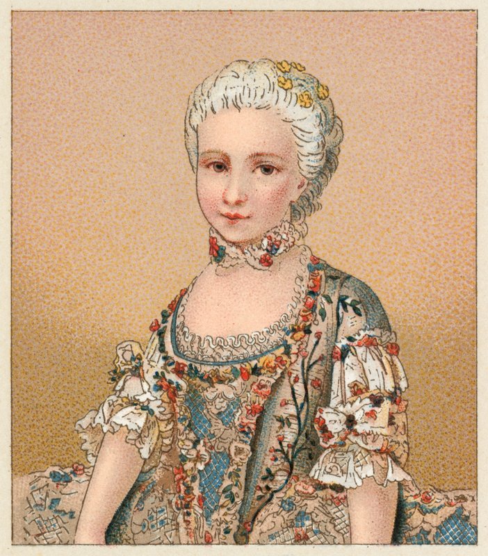 Frankrig XVIII. århundrede kostume af French School