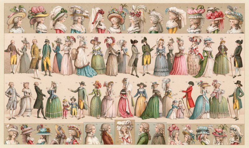 Frankrig XVIII. århundrede kostume af French School