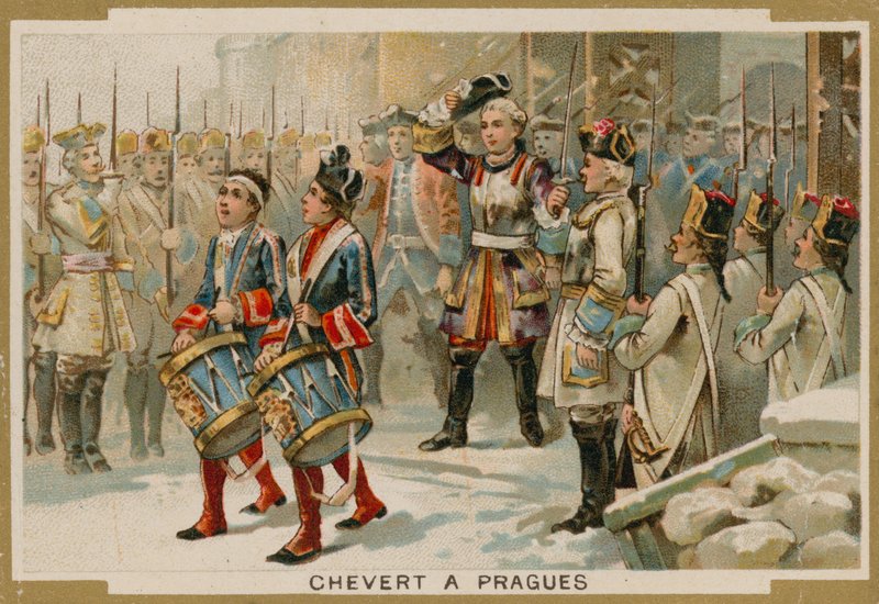 Francois de Chevert, fransk general, ved belejringen af Prag, 1741 af French School