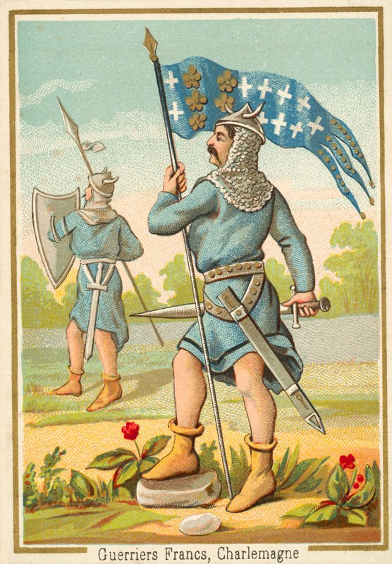 Frankiske krigere fra Karl den Stores tid (chromolitho) af French School