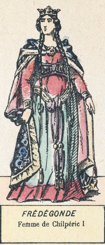 Fredegonde, Femme de Chilperic I (farvet gravering) af French School