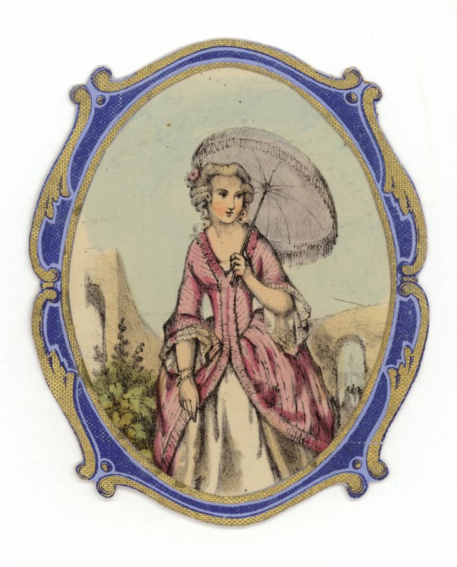 Fransk dame med parasol af French School