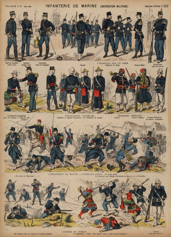 Franske marinesoldater (farvet gravering) af French School
