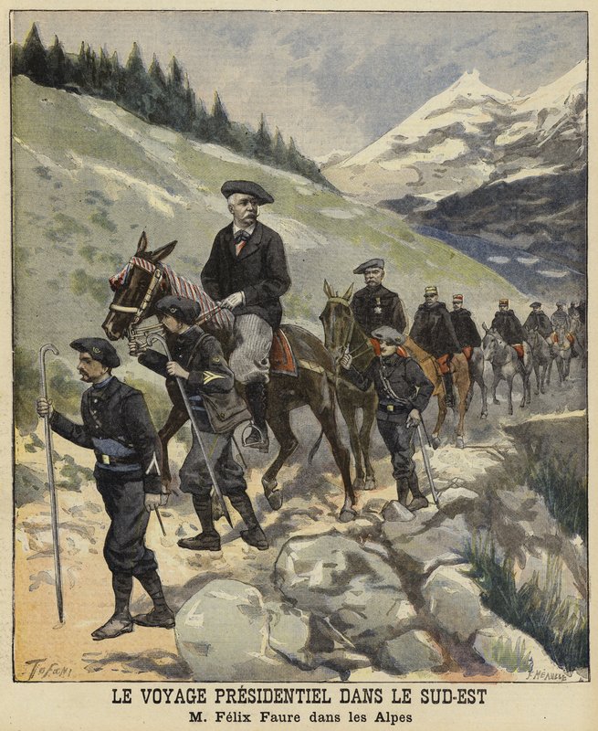 Den franske præsident Felix Faure i Alperne, 1897 af French School