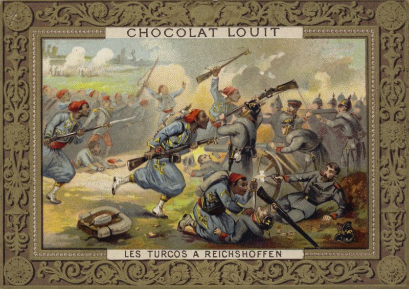 Franske Turcos (koloniale tropper) i slaget ved Reichshoffen, fransk-preussisk krig, 1870 af French School
