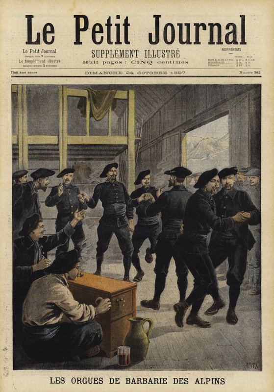 Franske bjergtropper danser til et tøndeorgel af French School