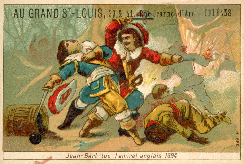 Fransk flådekommandant og kaper dræber en engelsk admiral, 1694 af French School