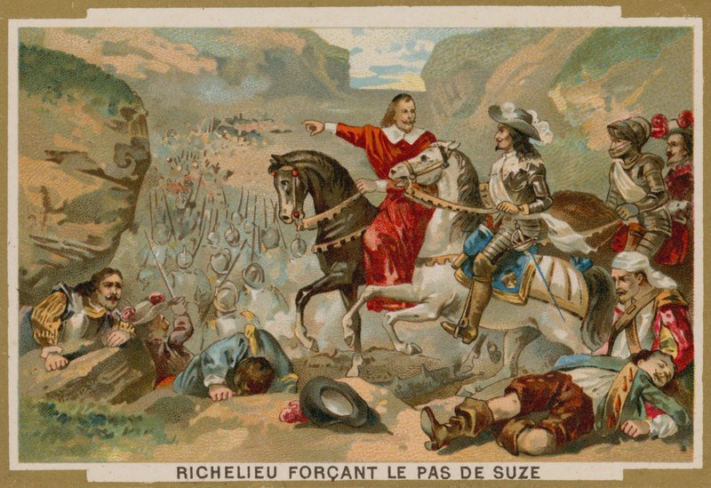 Franske tropper under kommando af kardinal Richelieu tvinger passet ved Suza, Savoyen, 1629 af French School