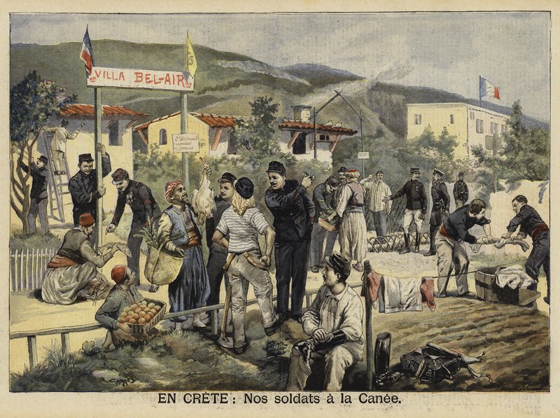 Franske tropper i Chania, Kreta, 1897 af French School