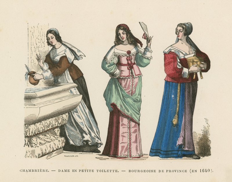 French womens costumes, 17th Century  af French School