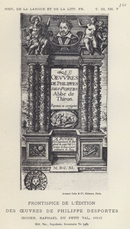 Frontispice af udgaven af ​​Philippe Desportes værker (litho) af French School